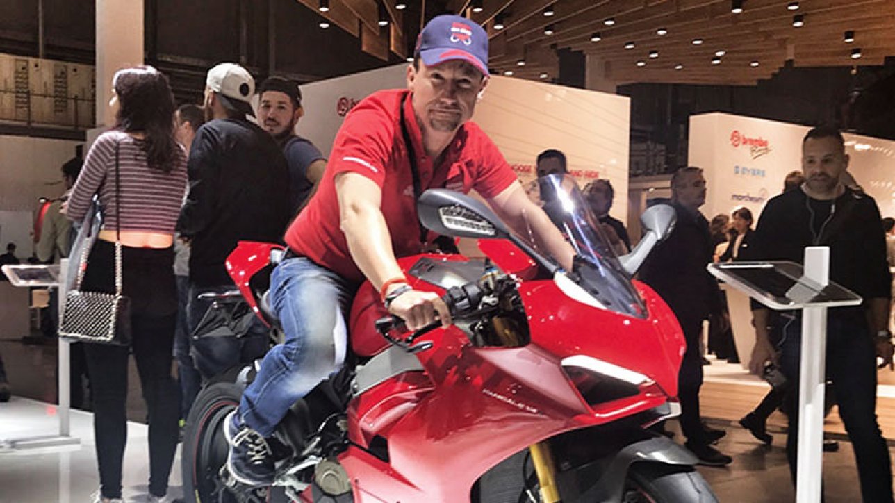 ARMIN ON BIKE at EICMA on Ducati Panigale V4 S